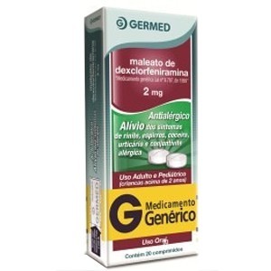 Maleato de Dexclorfeniramina 2mg com 20 comprimidos Germed
