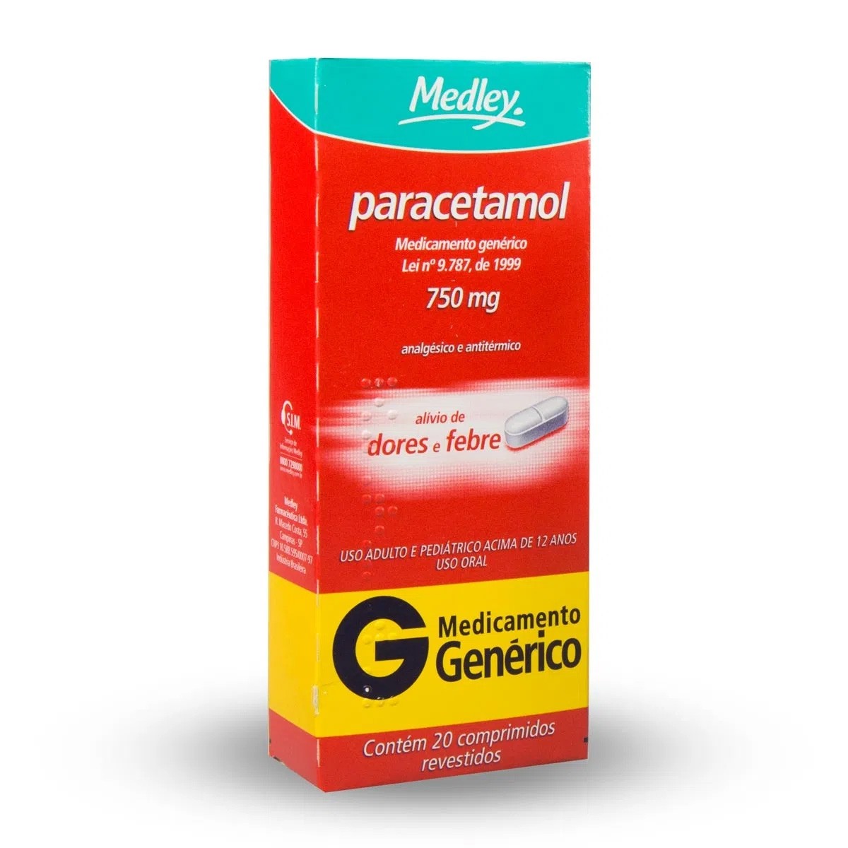 Paracetamol 750MG 20 Comprimidos Medley