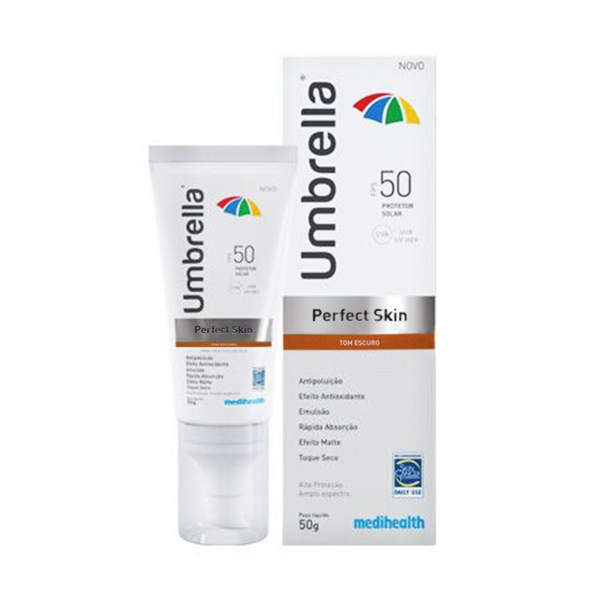 Protetor Solar Umbrella Perfect Skin Escuro FPS50 com 50g