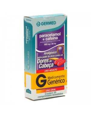 Paracetamol + Cafeina 500mg+65mg com 20 Comprimidos Germed